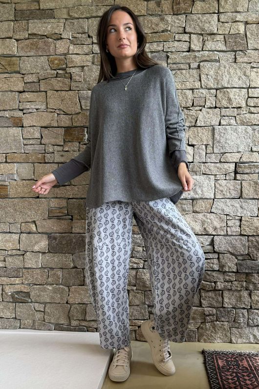 Conrad Slouch Cotton Knit Grey Marl